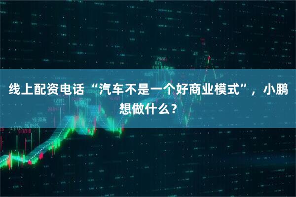 线上配资电话 “汽车不是一个好商业模式”，小鹏想做什么？